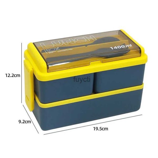 Bento Boxes 1400ML Lunch Box Bento Box in plastica Lunchbox per ufficio scuola Colazione portatile Contenitore per picnic Pasto Prep Stoviglie Posate YQ240105