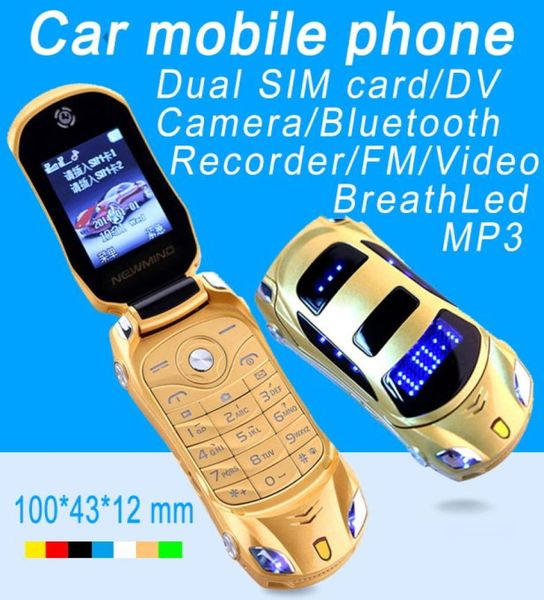 Nieuwe hoge kwaliteit Ontgrendeld Mode Dual sim-kaart Telefoons cartoon flip mobilofoon super ontwerp autosleutel mobiele telefoon mobiel met LED6833668