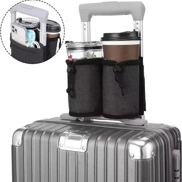 Дорожный подстаканник для багажа, портативная сумка для хранения напитков, ручки для чемодана, бесплатная изоляция для бутылок с плечом 240105