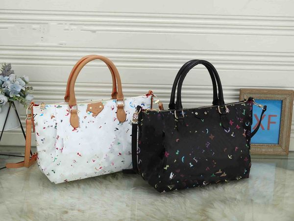Bolsa de designer elegante bolsa de couro feminina e masculina luxuosa bolsa multicolorida bolsa de ombro elegante bolsa de compras de couro clássica e popular