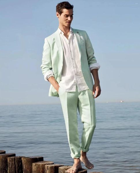Мужские костюмы новейшего дизайна, летний пляжный повседневный мужской костюм для жениха, свадьбы, выпускного вечера, Terno Masculino, приталенный пиджак, комплекты из 2 предметов, на заказ