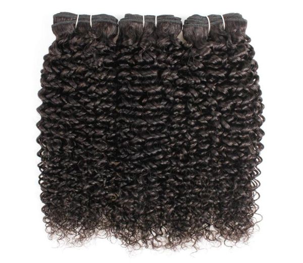 Cor natural 3 pacotes jerry encaracolado extensões de cabelo humano estilo afro brasileiro peruano malaio indiano remy weft1356651