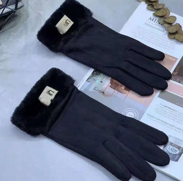 guanti firmati di alta qualità Moda peluche impermeabile per uomo donna velluto lana di pecora signora