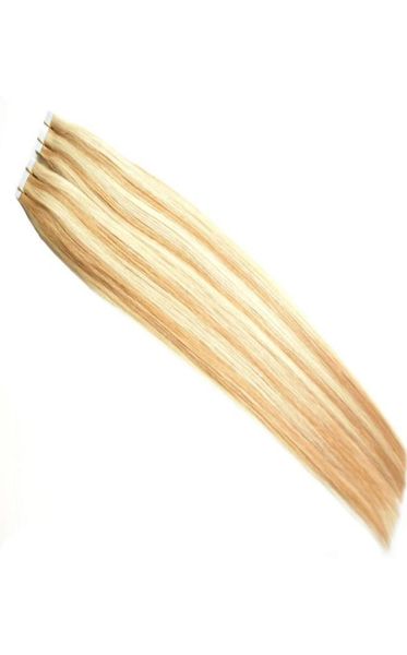 blonde Tape-in-Echthaarverlängerungen, 100 g, doppelt gezogene europäische Remy-Haarverlängerungen, 40 Stück, Tape-on-Extensions5779109