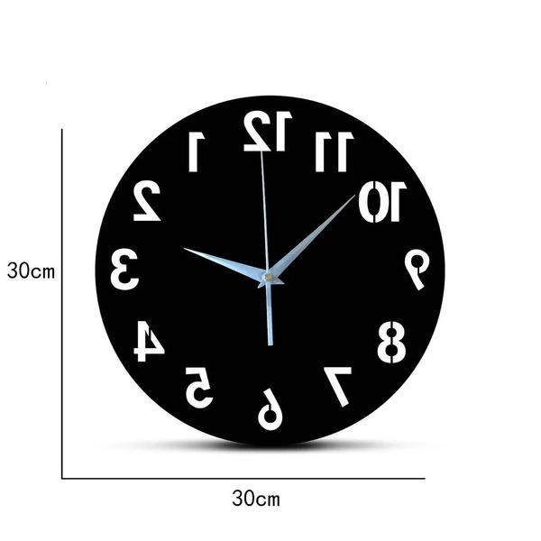 Ankunft 3D-Acryl-Spiegel-Wanduhren, Quarz-Nadeluhr, moderne Horloge, digitale Zahlenuhr, Heimdekoration, Aufkleber, einseitig, 240106