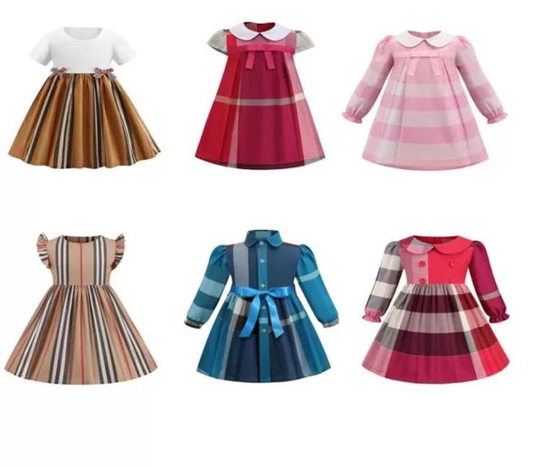 Bebê meninas vestido xadrez crianças lapela faculdade camisa plissada saia crianças casual renascentista vestidos de princesa crianças roupas 9653836