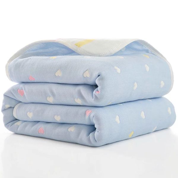 Муслиновое детское одеяло для малышей, 100% хлопок, постельное белье, одеяло премиум-класса, 6 слоев марли, дышащая, супермягкая пеленка для детской коляски 240105
