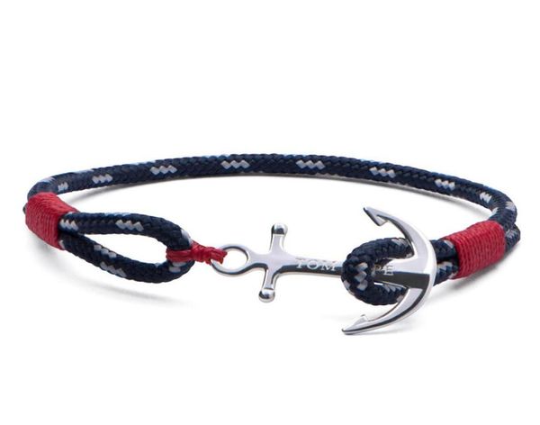 Tom Hope correntes de fio vermelho tamanho 4 pulseira de aço inoxidável com pingentes de âncora com caixa e TH011214619