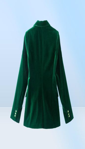 Women039s ternos blazers feminino verde escuro veludo blazer jaqueta elegante casaco feminino fino ajuste senhora do escritório sólido manga longa sing6012973