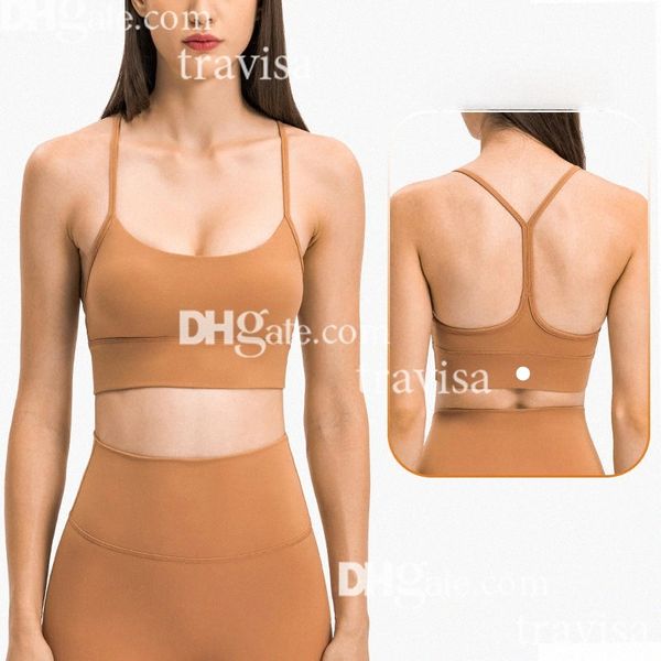 LL Yoga Reggiseni sportivi con spalline da donna Allenamento fitness Reggiseno yoga imbottito Y Indietro imbottito Reggiseni ritagliati Top Camicia sportiva da corsa B8gp #