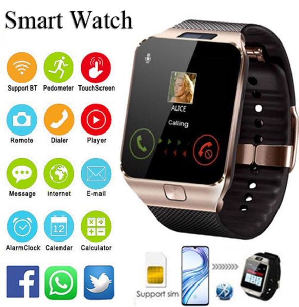 Смарт-часы DZ09 Смарт-часы с шагомером и слотом для SIM-карты Push-сообщение Bluetooth-подключение Телефон Android Мужские часы7194755