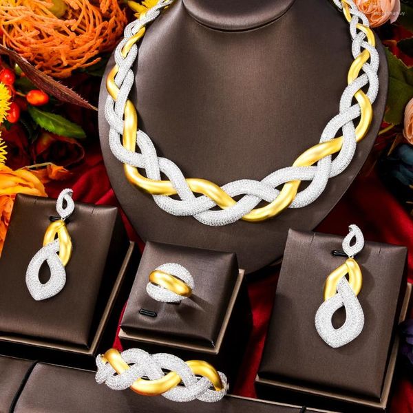 Halskette Ohrringe Set GODKI Luxus MAXI GRÖSSE TRAUBE 4PCS Nigerianischen Schmuck Für Frauen Hochzeit Party Zirkon Afrikanische Braut