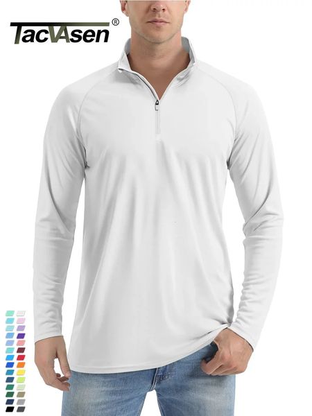 TACVASEN UPF 50 SunUV-Schutz-T-Shirt Herren 14 Reißverschluss Pullover Outdoor Angeln Schwimmen Wandern Performance UV-T-Shirts Tops 240106