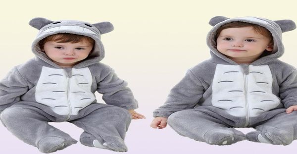 Bebê macacão kigurumis menino menina infantil macacão totoro traje cinza pijama com zíper roupas de inverno criança bonito roupa gato fantasia 22794936