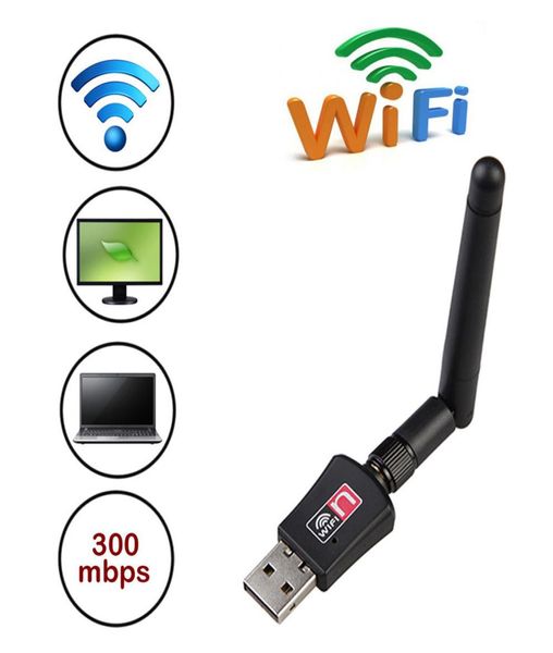 Adaptador lan sem fio wi-fi 300m, mini cartão sem fio, receptor wi-fi, desktop, laptop, portátil, usb, adaptador 4793789
