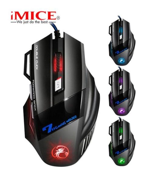 IMice X7 Mouse da gioco cablato professionale 7 pulsanti 5500 DPI LED ottico USB Mouse per computer Mouse da gioco X74272453