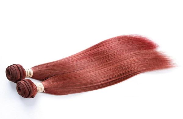 Cor pura 33 pacotes de cabelo brasileiro castanho escuro cobre vermelho liso cabelo humano tece com 3 pacotes sem processo 9137278