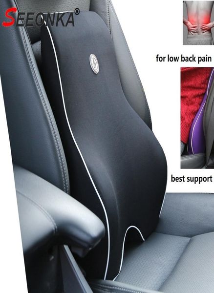 Almofada de carro assento apoio lombar cadeira de escritório baixa dor nas costas travesseiro espuma memória preto correção postura carro produto gota t29463777