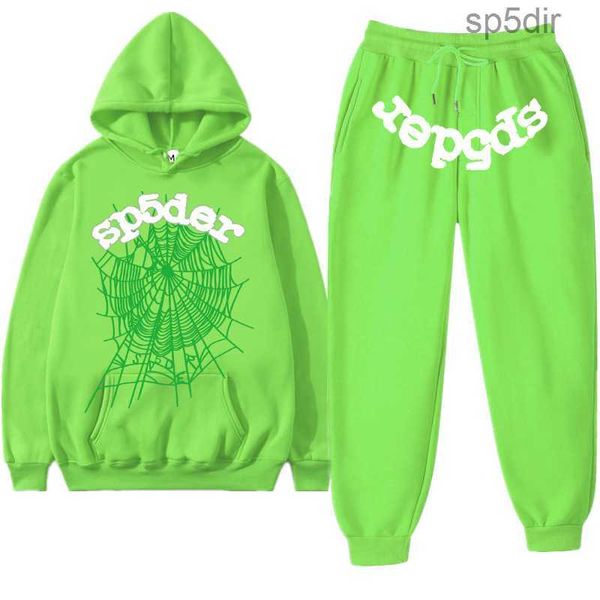 Mens Hoodies Sweatshirts Trailsuit Sweat Su Due Örümcek 555 Genç Thugg Set Aynı 55555 Pantolon Hoodie Bibber ve Bodysuit Casual Leisure Pamuk Moda S2 RJJY