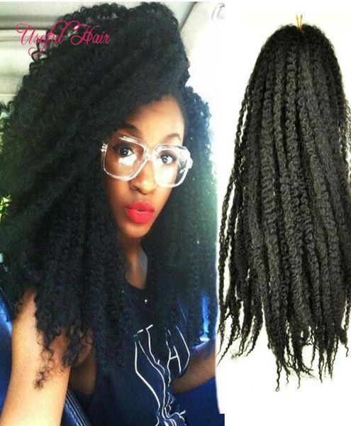 Ganzes mongolisches synthetisches Flechthaar 18 Zoll Afro Kinky Curly Marley Braid Haarverlängerungen Marley Crochet Braids Hair Extens1985801