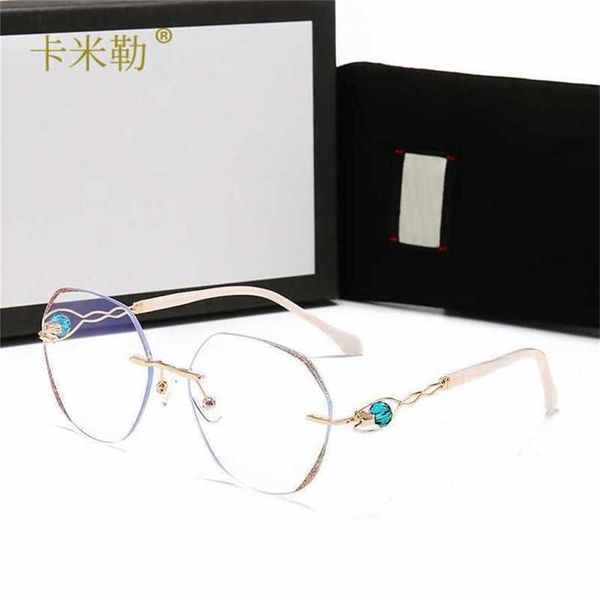 58 % Großhandel mit neuen Online-Promi-Tiktok-Modetrend-Sonnenbrillen für Frauen zum Einkaufen, Persönlichkeit, randlose, geschliffene Brille 811