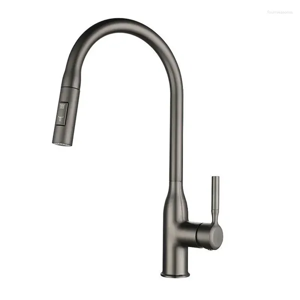 Rubinetti per lavandino del bagno Rubinetto da cucina moderno con beccuccio estraibile Rubinetto miscelatore con foro monocomando in ottone massiccio Nero opaco