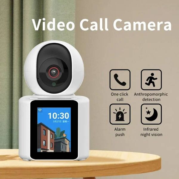 WIFI-Kamera, Dual-Kamera mit 2,8-Zoll-Bildschirm, 1080P, Zwei-Wege-Audio, AI-Videoanruf, Babyphone, CCTV-Überwachungskamera V380Pro