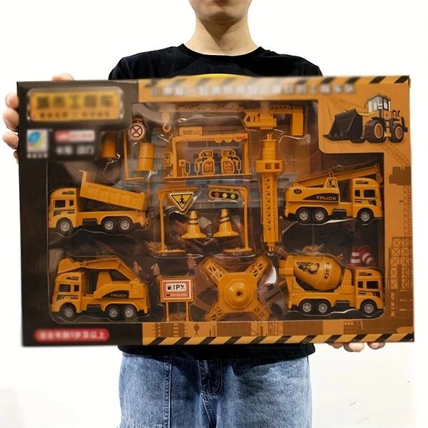 Technisches Fahrzeugspielzeug, Kunststoffbau, Bagger, Traktor, Müllkippe, Feuerwehrauto, Bulldozer, Modelle für Kinder, Jungen, Mini-Geschenke 240105