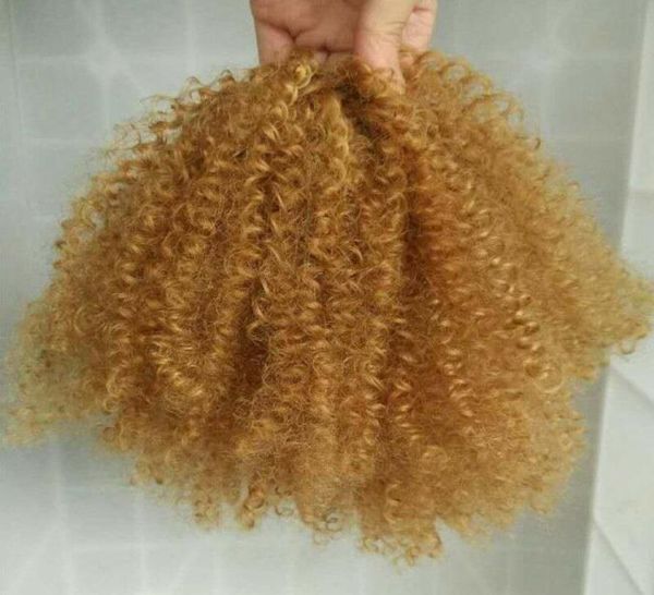 Grampo de rabo de cavalo de 16 polegadas em extensões de cabelo cordão afro crespo encaracolado cabelo humano rabo de cavalo peruca morango loiro 277844889