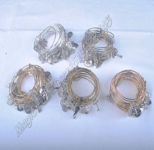 5 peças pulseira cor prata dourada atacado mais novos amuletos de liga feminina moda pulseiras expansíveis ajustáveis c0019040465