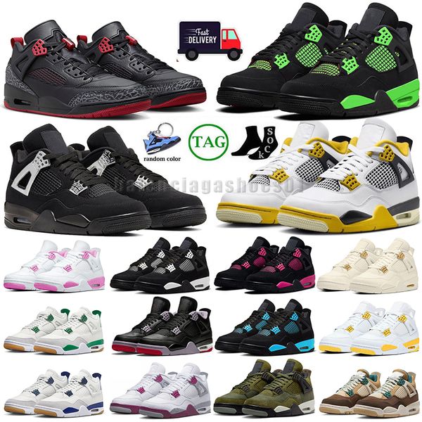 4s 4 tênis de basquete Jump Man Sports Pine Green Seafoam Doernbecher Red Rosa Trovão Vivido Vivido Saída Sail Valck Cat Men Womne Oreo Treinadores