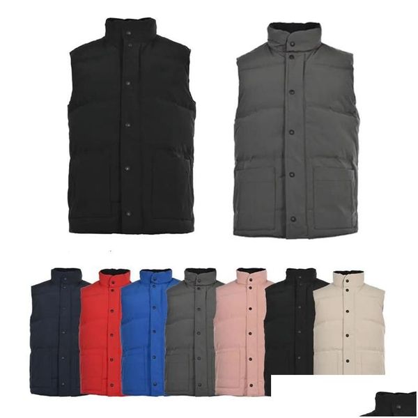 Mens jaquetas puffer jaqueta para baixo inverno hip hop homens parkas cores sólidas colete de alta qualidade por atacado homem mulheres sem mangas casaco tamanho gota dhwte