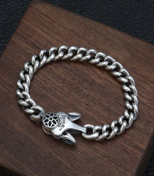 Personalisiertes Designer-Schmuckarmband aus 925er-Sterlingsilber, handgefertigt, 7 mm Panzergliederarmband mit einzigartigem Verschlussverschluss FÜR MÄNNER8780120