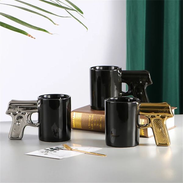 Copo de pistola criativo seguro e saudável fácil de limpar textura delicada confortável aperto caneca copo suave e plano 3d molde esmalte copo 240106