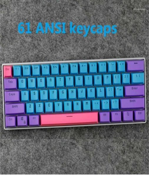 Tampas de teclas retroiluminadas foscas, para teclado mecânico ansi 60 layout gh60 xd60 rk61 alt61 anne, moldagem dupla keycap111951437