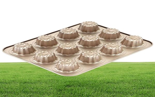 Canele molde bolo pan 12 cavidade antiaderente cannele muffin bakeware cupcake pan para forno assar para férias e férias 6162578