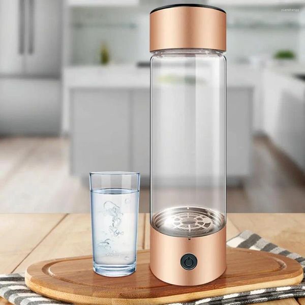 Garrafas de água portátil copo rico em hidrogênio à prova de vazamento garrafa de vidro transparente separação de oxigênio caminhadas ao ar livre