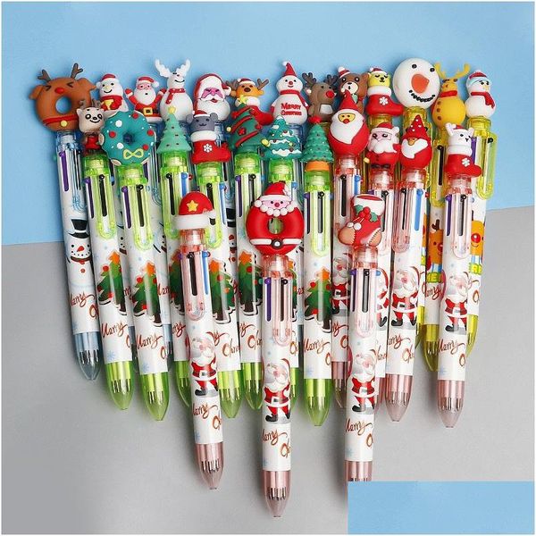 Canetas de gel Atacado Caneta esferográfica de Natal Desenhos animados Papai Noel Moose Árvore de Natal Boneco Colorf Escola Papelaria Crianças Presentes Drop Deli Dh2ay