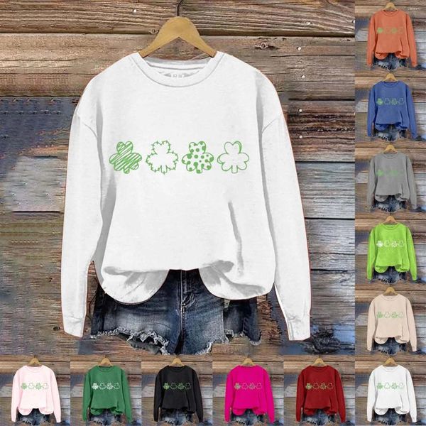 Kadın Hoodies Moda Yuvarlak Yuvarlak Boyunlu Sweatshirt Kadınlar Takılan Sweatshirt Uzun Kollu Kazak Rengi