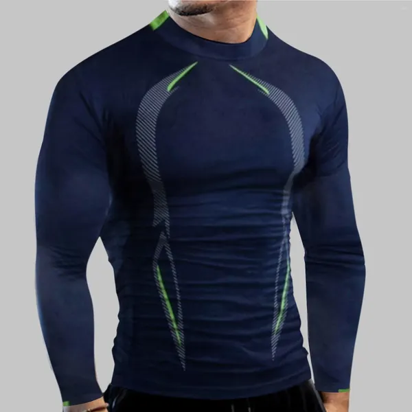 Homens camisetas Homens amor alças masculino outono e inverno alta elasticidade respirável esportes apertado manga longa padrão impressão fitness top