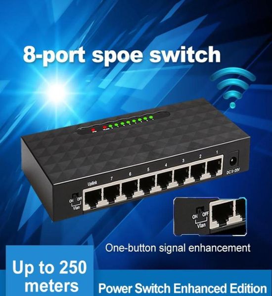 Switch di rete Switch SPOE da 250 M Ethernet con 8 porte 10100 Mbps 6 splitter PoE adatto per telecamera IP Telecamera APCCTV wireless S9576858