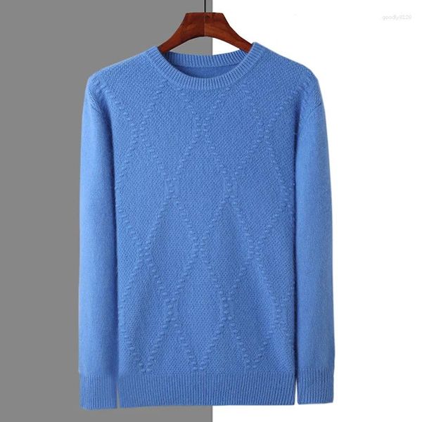 Мужские свитера 24, осень/зима, норковый флис, утолщенный пуловер с круглым вырезом, модный однотонный вязаный свитер с симметричным узором
