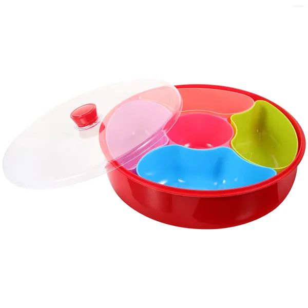 Set di stoviglie Scatola per snack creativa Vassoio da portata a forma rotonda Scomparti per piatti di frutta secca Contenitore Scatole per caramelle Piatto