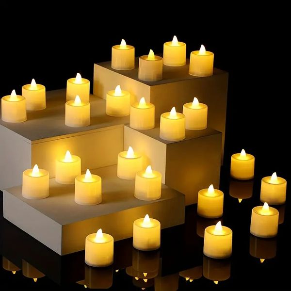 6 peças de luzes de chá sem chama, luzes de velas LED, luzes de velas alimentadas por bateria para festa de casamento, festival de namoro, decoração de Natal, dia dos namorados, decoração de dia das mães