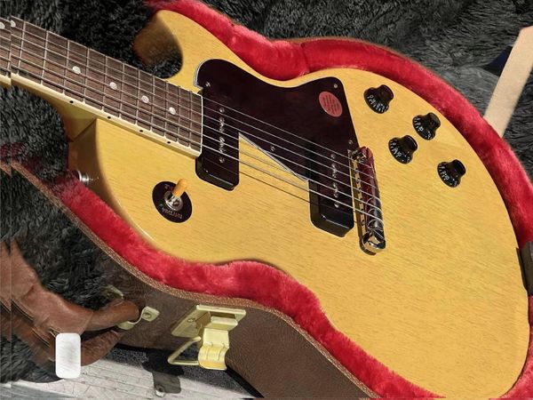 Vendita calda di buona qualità Chitarra elettrica color crema p90 mani pickup Solido mogano 22 tasti Spedizione veloce - Gli strumenti musicali possono essere personalizzati