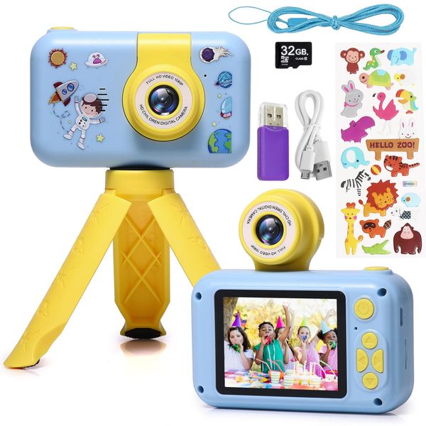 Ручная детская селфи-камера с 24-дюймовым экраном 1080P HD-проекция видео цифровая камера Мини-обучающие игрушки подарки на день рождения 240105