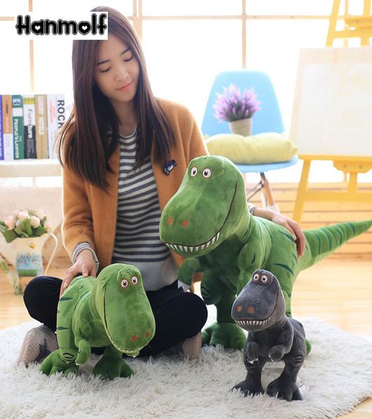 Dinossauro fofinho brinquedo de pelúcia em pé dino plushie boneca greencinza animais realistas dino crianças presente coleção 405570100cm6405076