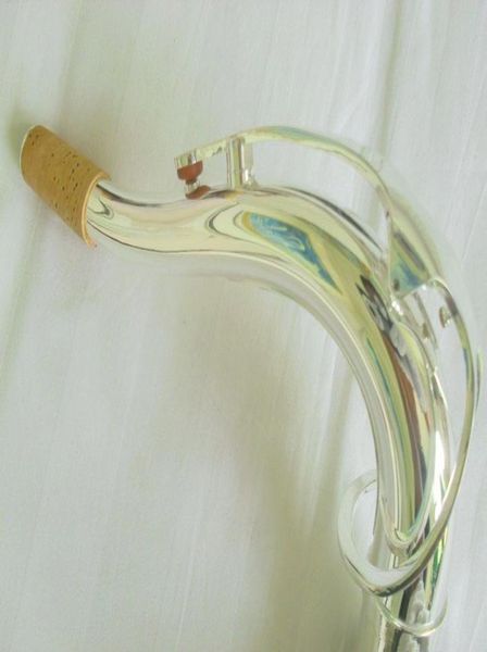 Neuankömmling B-Tenor-Saxophon mit gebogenem Hals, hochwertiges Messing, versilberte Oberfläche, Musikinstrumenten-Zubehör, Größe 275 mm3261396