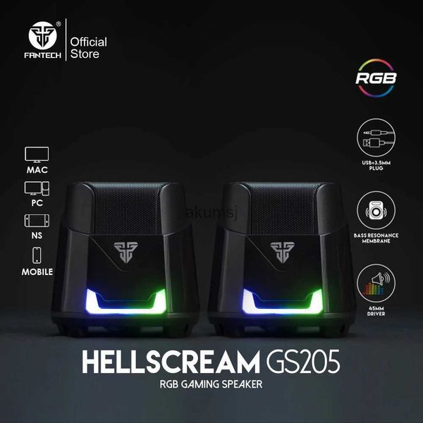 Alto-falantes portáteis fantech hellscream gs205 alto-falantes para jogos usb e 3.5mm plug mini alto-falantes rgb com fio para pc portátil alto-falantes gamer yq240106