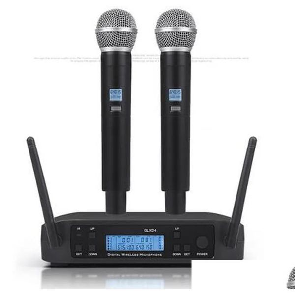 Microfoni Microfono Wireless Gmark Glxd4 Sistema professionale Uhf Microfono dinamico Frequenza 80M Festa Stage Host Chiesa Karaoke Kt Dhs7O